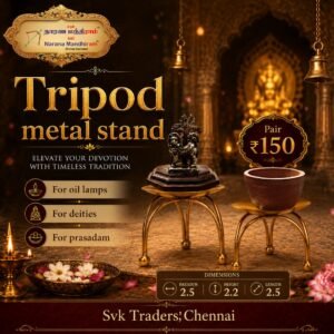 Tripod Metal Stand – Pooja & Diya Stand | Pair
